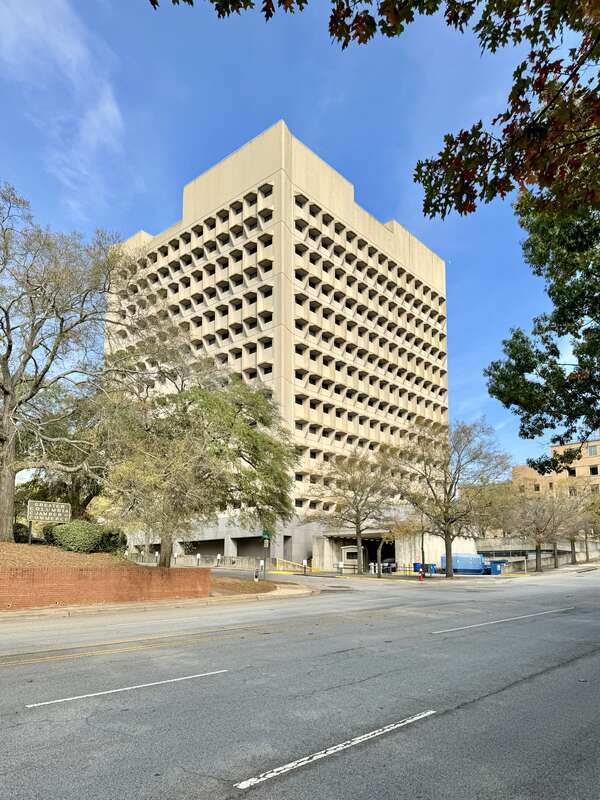 Built in 1975-1979, this Brutalist building was designed by Marcel Breuer to serve as a United States Courthouse and Federal office building for the city of Columbia, South Carolina.  The building served as a federal courthouse until 2003, when the