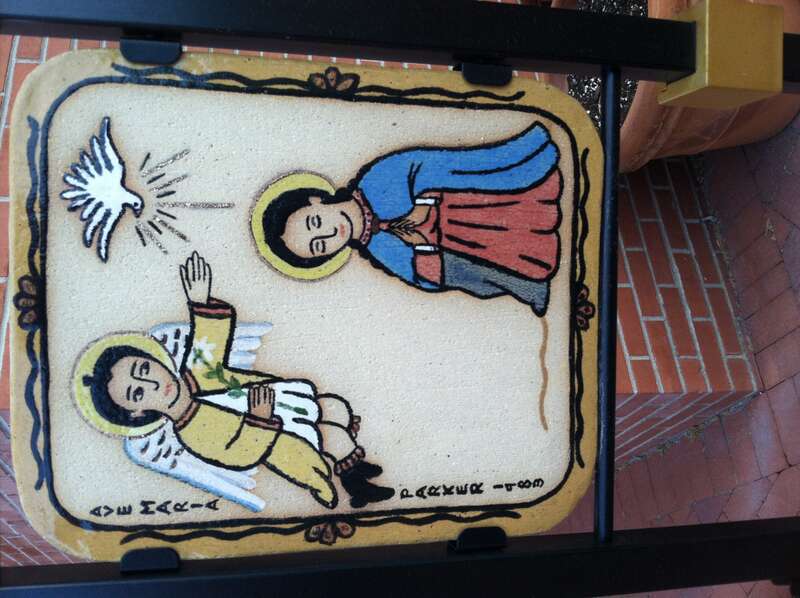 An art piece developed in 1983 of Saint Gabriel the Archangel and Blessed Virgin (Saint) Mary for the Saint Mary's Catholic Church in Colorado Springs, Colorado