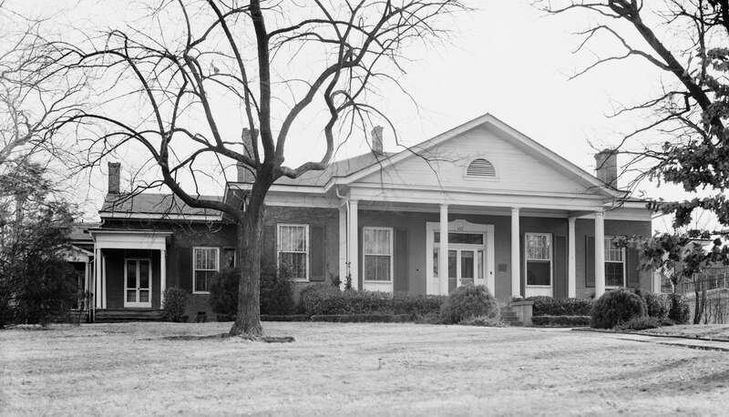 Front of Trapnall Hall, located at 423 E. Capitol Avenue in Little Rock, Arkansas, United States.  Built in 1843, it is listed on the National Register of Historic Places.