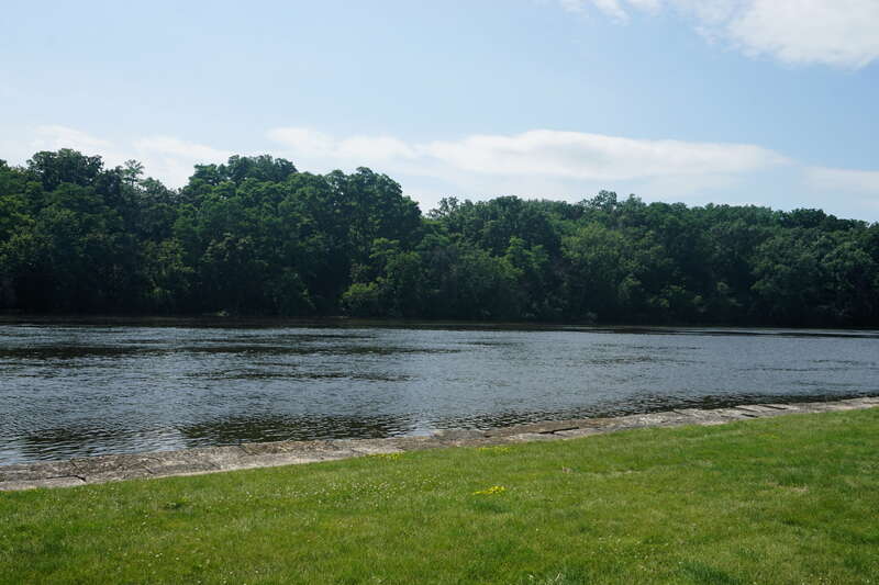 The Rock River at Traxler Park in Janesville, Wisconsin (United States).