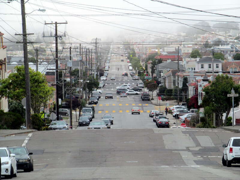 Ulloa Street facing west from 15th Avenue in June 2017