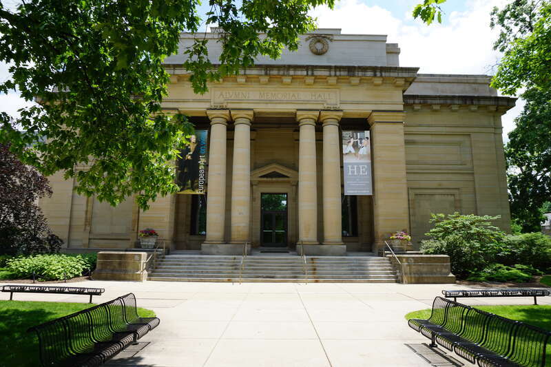The exterior of the University of Michigan Museum of Art in Ann Arbor, Michigan (United States).