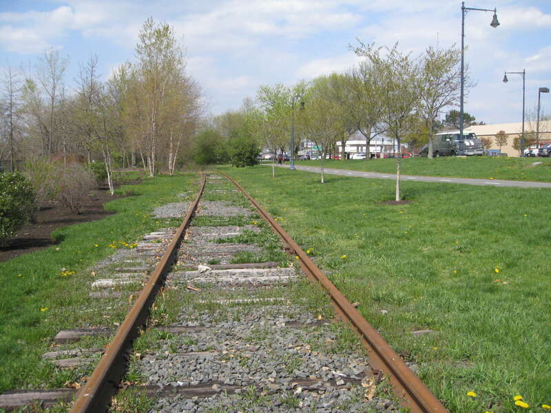 Former Watertown Branch rails in Tudor Park in May 2008