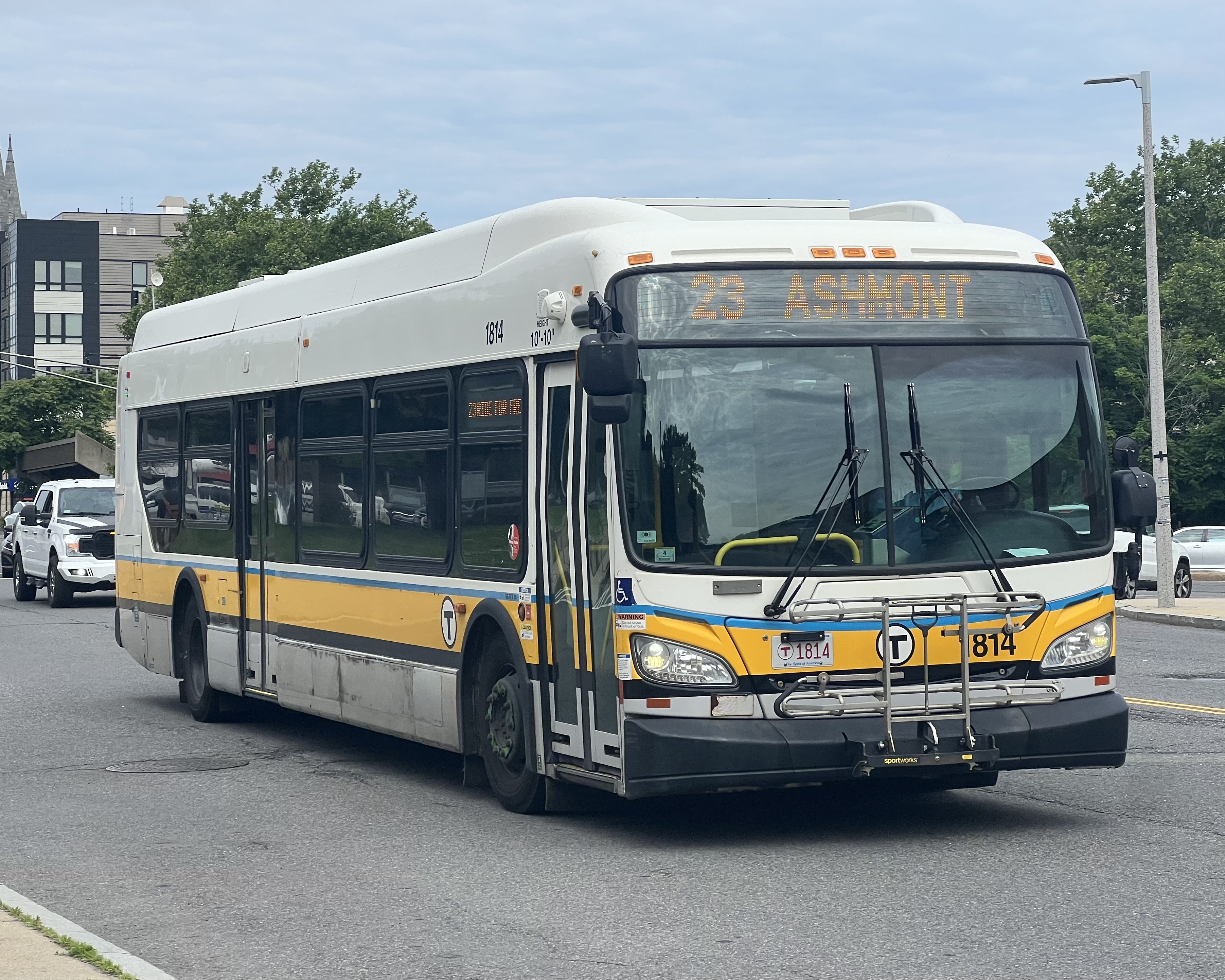 MBTA route 23 bus on Malcolm X Boulevard near Roxbury Crossing in June 2024