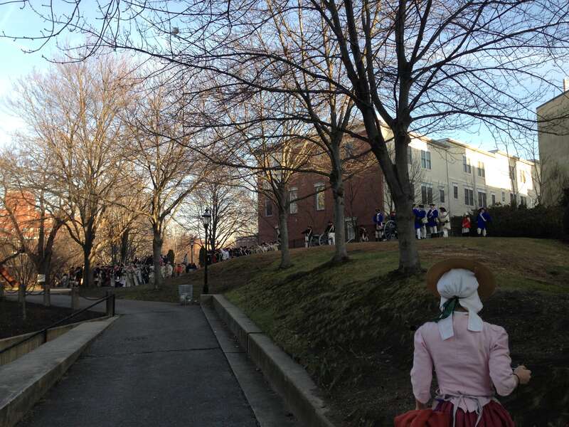 Reenactors positioned on a hill in Mill Hill Park during a reenactment of the Second Battle of Trenton in Trenton, New Jersey
