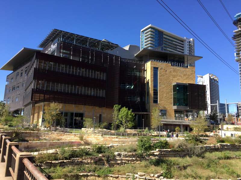 View of Austin, Texas' Central public library from 2nd Street.