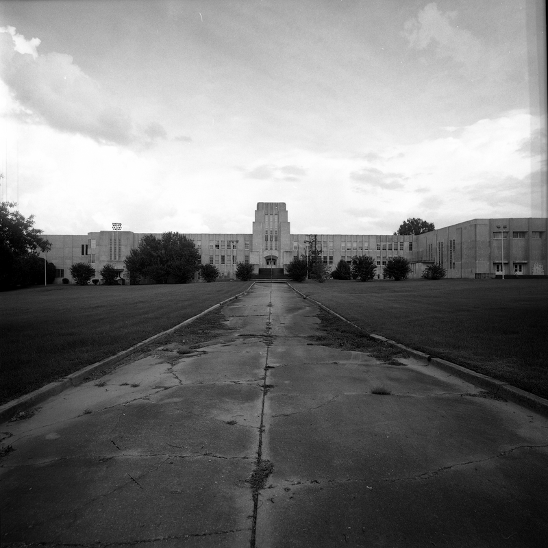 Photo of Bailey Magnet High School, now Bailey APAC, from State street in Jackson Mississippi