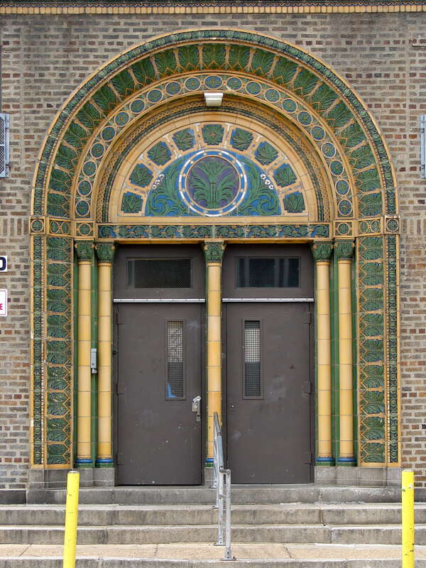 Door at Clara Barton School in Philadelphia on the NRHP since November 18, 1988.  At 300 East Wyoming Avenue in the Feltonville neighborhood of Lower Northeast Philly.