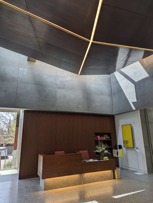 Lobby and front desk of the Benton Museum of Art at Pomona College in Claremont, California.