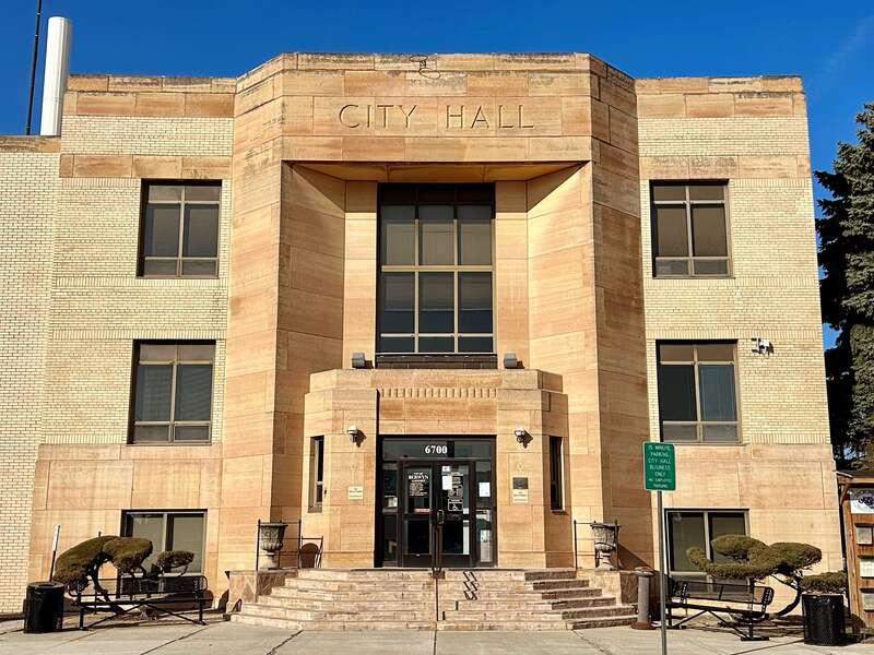 The Berwyn City Hall, built in 1939 and designed by the architecture firm of Burnham &amp;amp; Hammond.