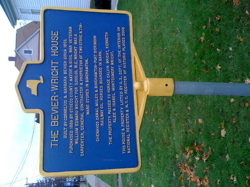Historical plaque in front of Bevier Wright House