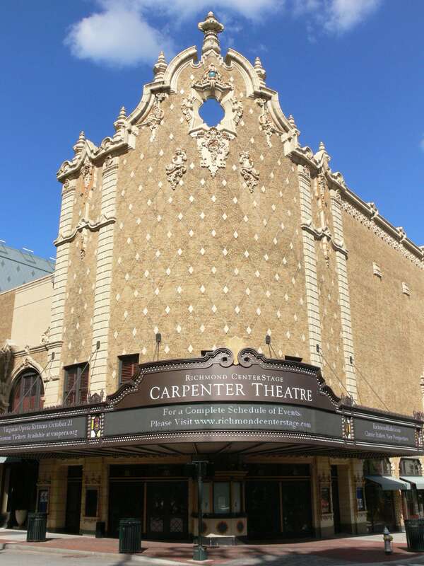 The former Loews Theater, now the Carpenter Theatre in Richmond, Virginia; on the National Register of Historic Places