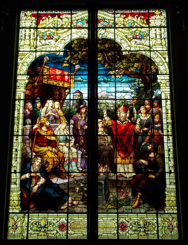 Stained glass window in the Cathedral of Saint Patrick in Harrisburg, Pennsylvania.