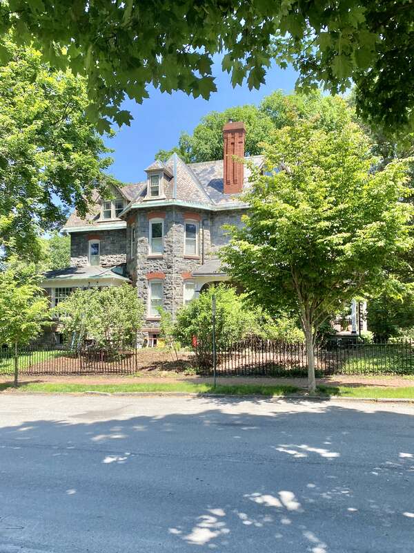 Originally built circa 1850 for Charles Brodhead, whom platted the core of what is now South Bethlehem in 1854, this Queen Anne-style house was later expanded circa 1875, and renovated in the Queen Anne style with elements that suggest some influence