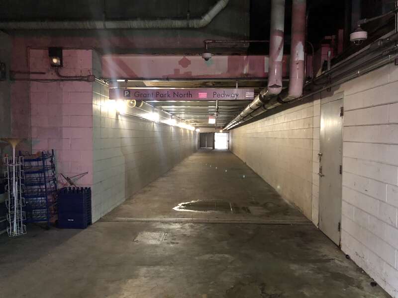 This photo (#02) is part of a numbered series of photos inside the Pedway that I took in April 2022. The Pedway is a network of underground pedestrian tunnels, passageways and connections in downtown Chicago.  

This view looks west, from the NW
