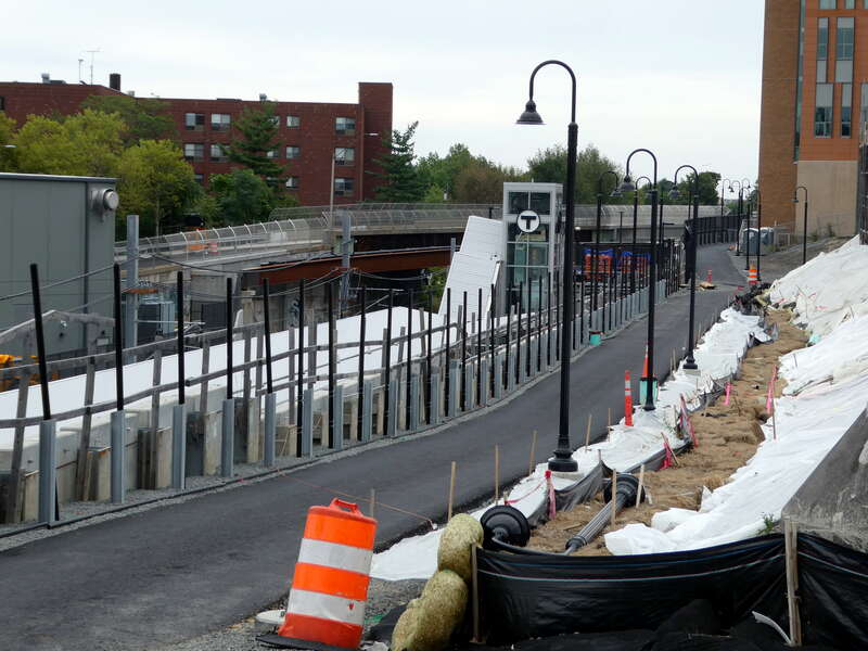 Somerville Community Path at Gilman Square station nearing completion in September 2022