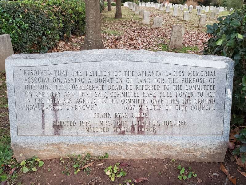 Marker for the Confederate Obelisk in Atlanta's Oakland Cemetery