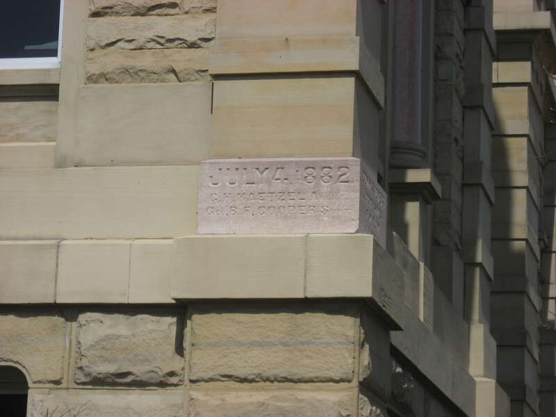 Cornerstone on the southeastern corner of the Allen County Courthouse, located on Courthouse Square in downtown Lima, Ohio, United States.  Built in 1881, it is listed on the National Register of Historic Places.