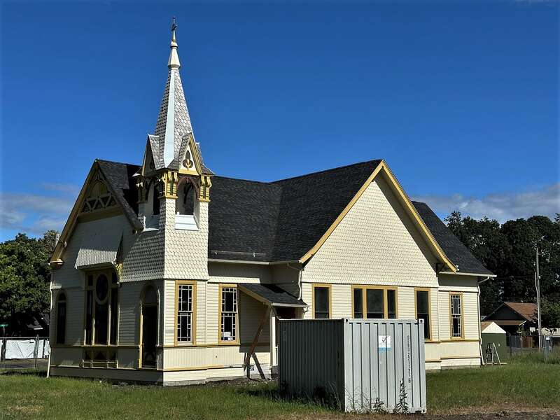 Cumberland Presbyterian Church  1892 Queen Anne Style house of worship, significantly remodeled in 1917, has also been a Mennonite Church and will serve a future use as a community center.  Structure was moved four blocks west due to traffic