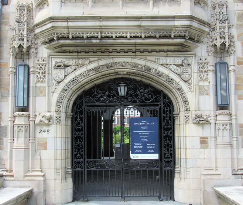 Davenport College Gate, Yale University in New Haven, Connecticut.