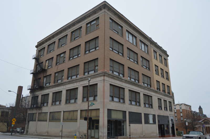 Front and eastern side of the Edward Wren Company Building, located at 31-37 E. High Street (at the Limestone Street intersection) in downtown Springfield, Ohio, United States.  Built in 1921, it is listed on the National Register of Historic Places.
