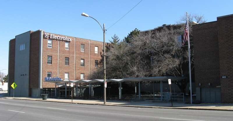 The Electrolux Home Products Division Headquarters building at 807 North Main Street, Bloomington, Illinois