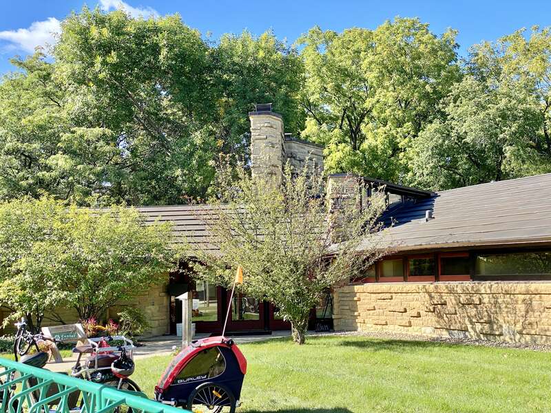 Built in 1949-1951, this Modern building was designed by Frank Lloyd Wright and Marshall Erdman to house the First Unitarian Society of Madison, utilizing a strong emphasis on the geometry of triangles in its design.  The First Unitarian Society of