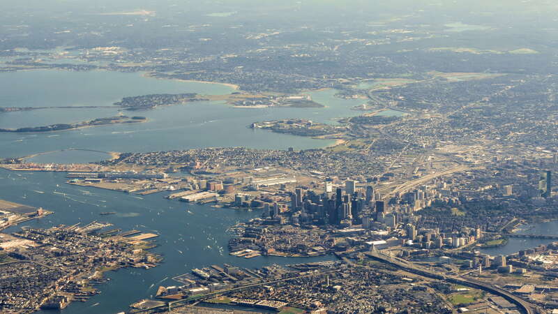 Flight from Toronto to Boston. Over Boston, Massachusetts, United States