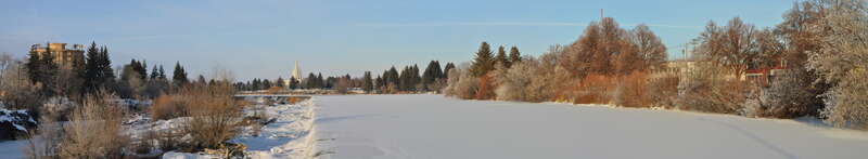 Frozen Snake River with LDS Temple