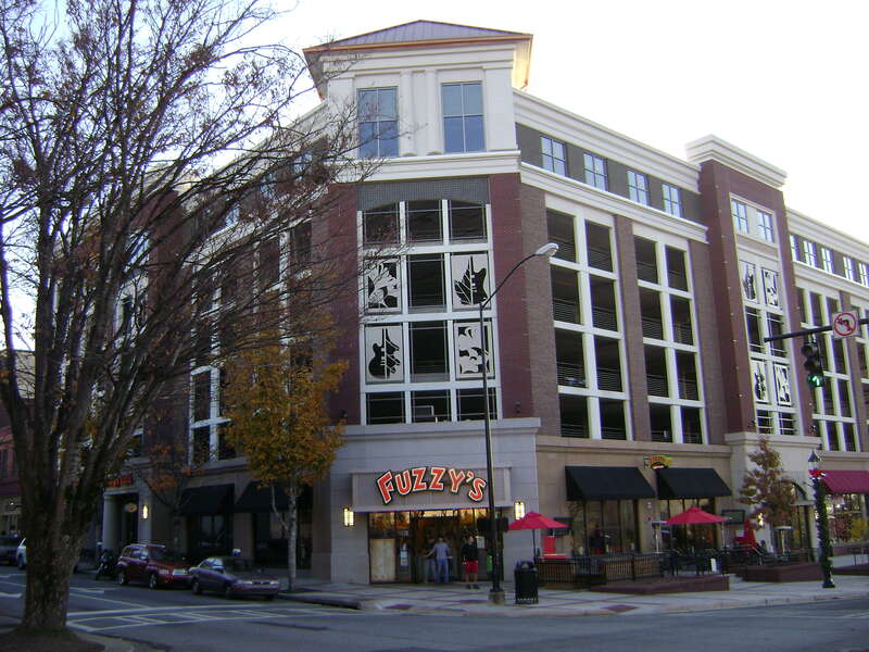 Fuzzy's Mexican Restaurant and parking garage at W Washing St and N Lumpkin St, Athens GA