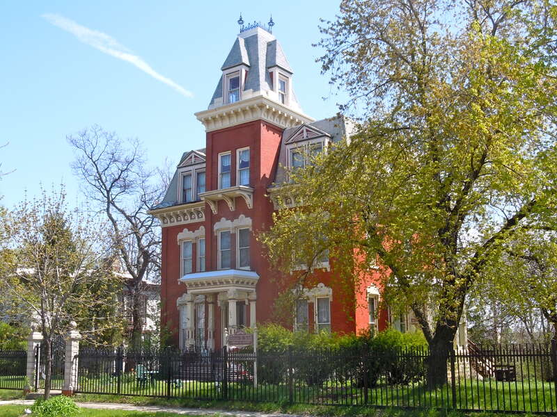 Hiram B. Scutt Mansion on the NRHP since February 5, 2003. At 206 N Broadway, Joliet, Will County, Illinois west of the Des Plaines River.