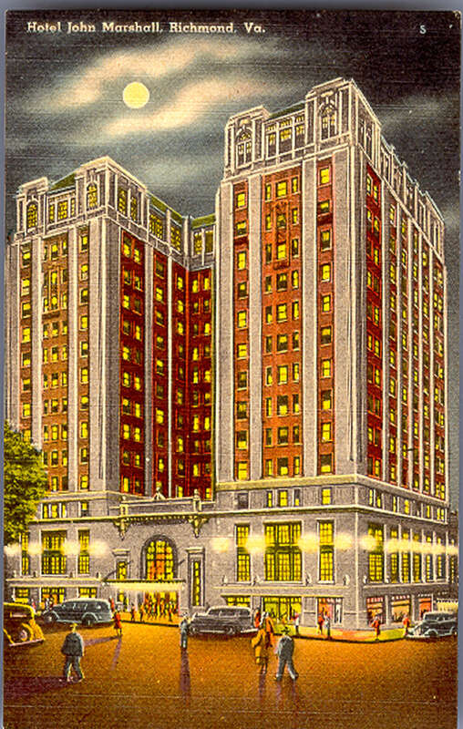 Hotel John Marshall in Richmond, Virginia, ca. 1930s-1940s