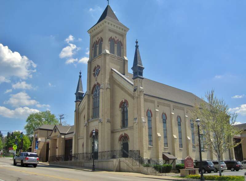 Immanuel Lutheran Church in the Dundee Township Historic District in East Dundee (1886). The congregation was founded due to the large number of German immigrants in the area. It had the largest membership in the township.