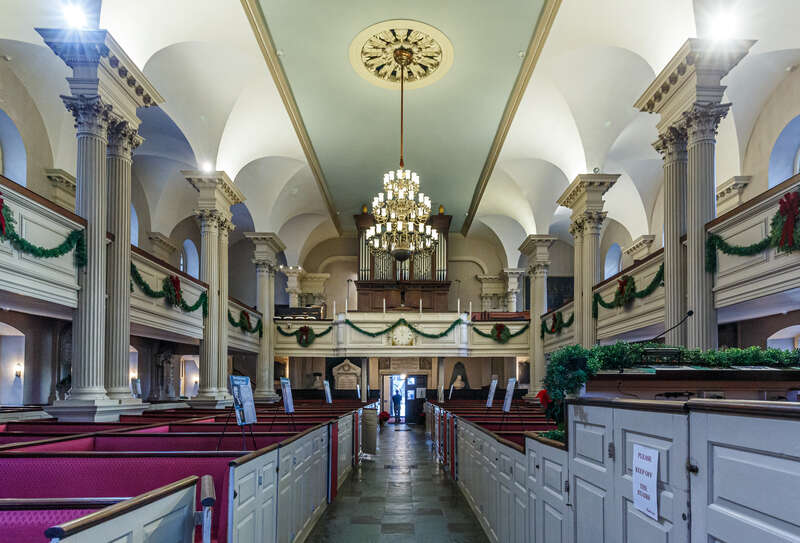 Interior of King's Chapel, Boston - looking toward rear