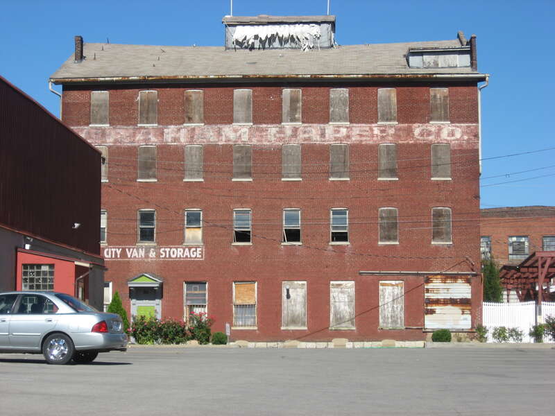 Northern side of the former Louisville Leather Company Tannery Building, located at 711-715 Brent Street in Louisville, Kentucky, United States.  Built in 1875, it is listed on the National Register of Historic Places.