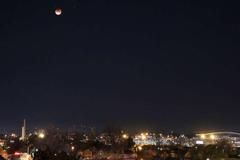 The January 31, 2018 lunar eclipse as viewed from Denver, Colorado.