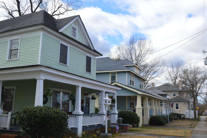 Houses on the southern side of the 400 block of W. Nash Street in Rocky Mount, North Carolina, United States.  This block is part of the Villa Place Historic District, a historic district that is listed on the National Register of Historic Places.
