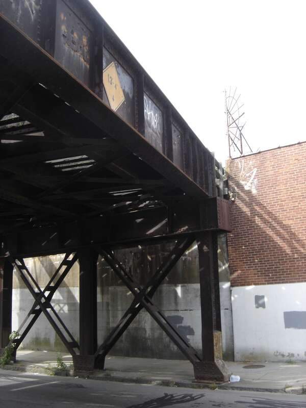 The New Bedford Main Line bridge over Sawyer Street in New Bedford in September 2009 prior to reconstruction