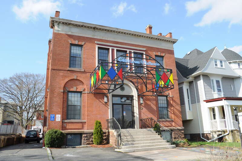 128 Washington Street (Connecticut Route 66), Middletown, Connecticut, USA. Former American Legion Hall, now Oddfellows Playhouse, built 1920. A contributing property of the Washington Street Historical District, which is listed on the National
