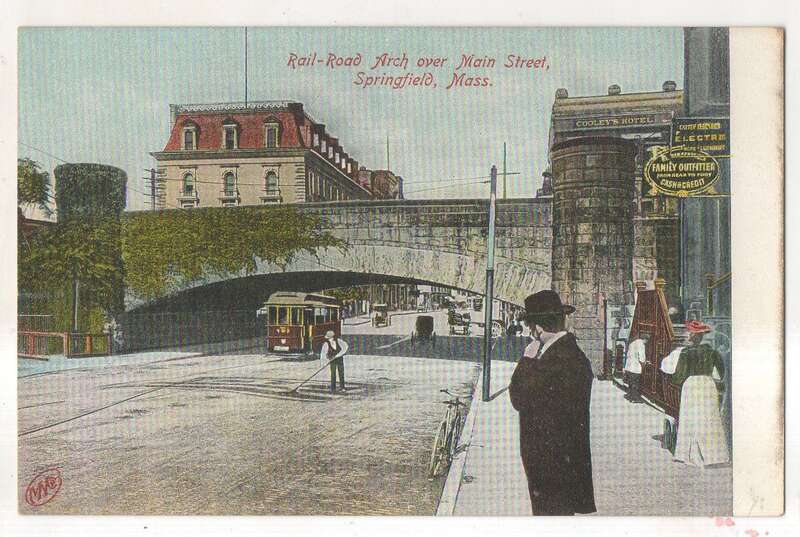 The 1890-built arch bridge over Main Street in Springfield, Massachusetts