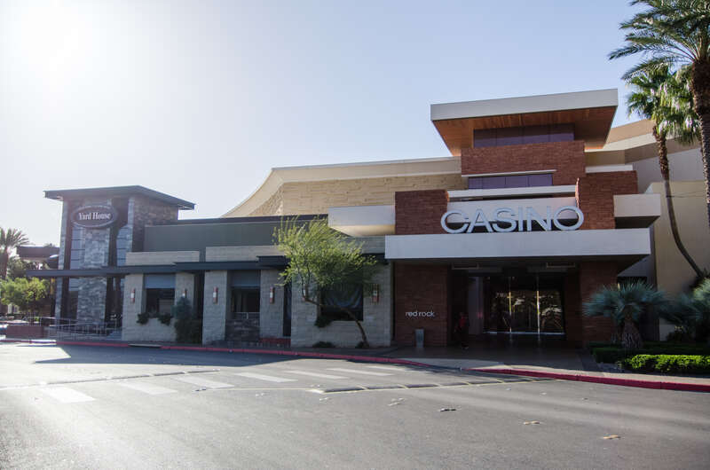 The northwest entrance to the Red Rock casino in Las Vegas. The Yard House restaurant is visible on the left.