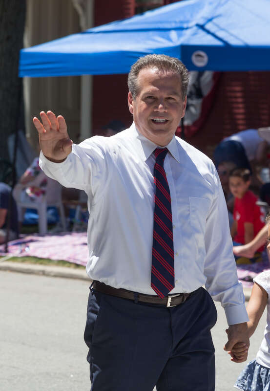 RI Congressman David Cicilline marches in the Bristol Fourth of July Parade 2017