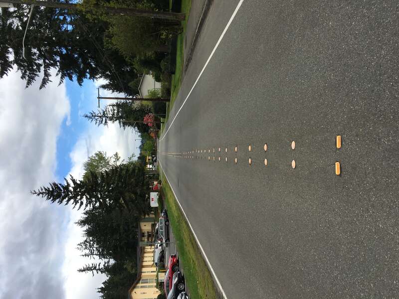 A picture of a road with Lane Lines taken at Bellevue, Washington