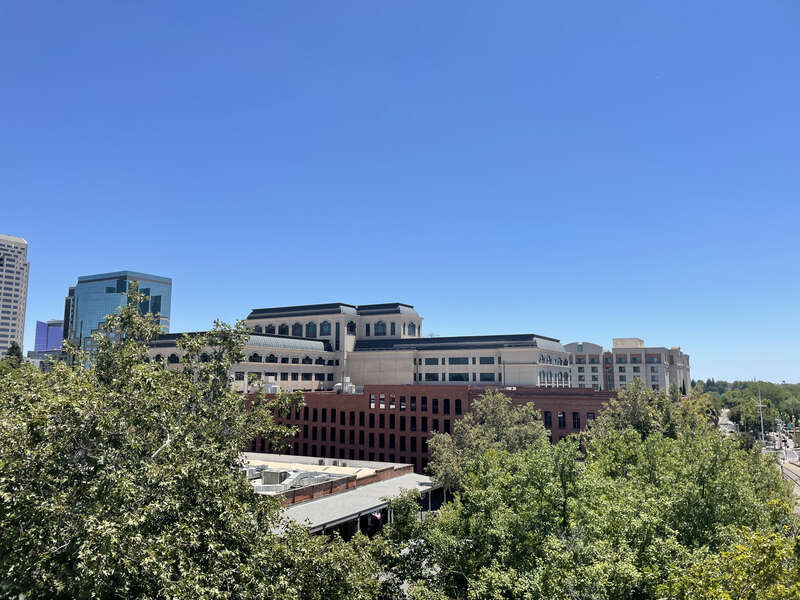 Taken while on the Waterfront Wheel, this is a view of Sacramento—mainly of Old Sacramento and Downtown Sacramento—from the wheel.