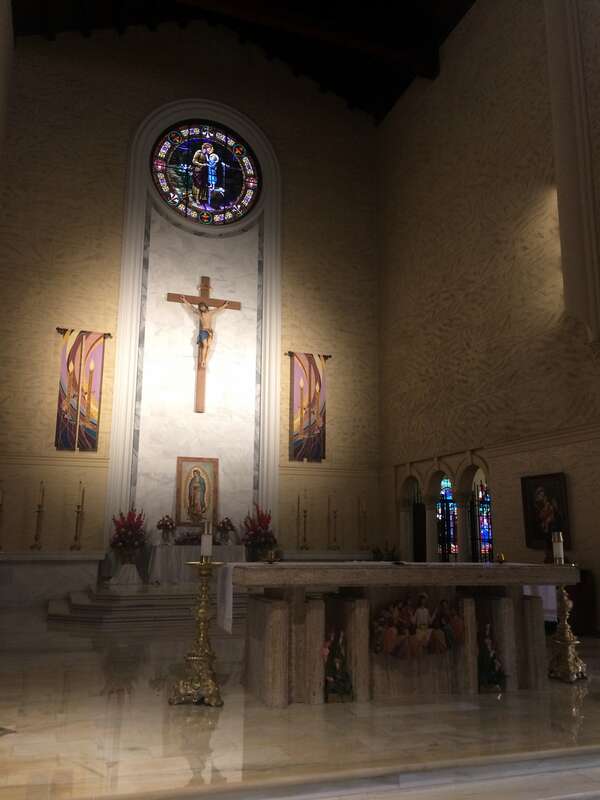Saint Joseph Cathedral (San Diego, California) - sanctuary, decorated for the Feast of Our Lady of Guadalupe