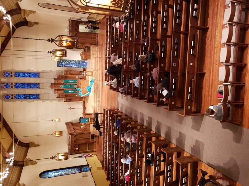 The Sanctuary, as seen from the Organ loft, just before Sunday worship service.