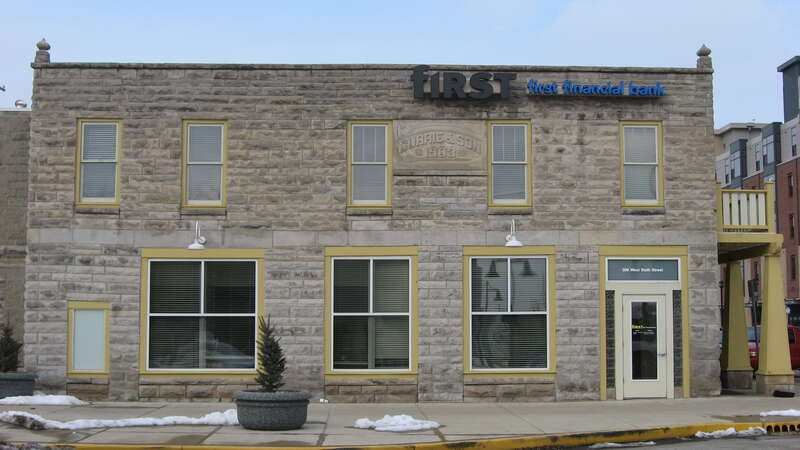Front of the Currie and Son Building, located at 300 W. Sixth Street in Bloomington, Indiana, United States.  Built in 1903, it is a part of the Bloomington West Side Historic District, a historic district that is listed on the National Register of