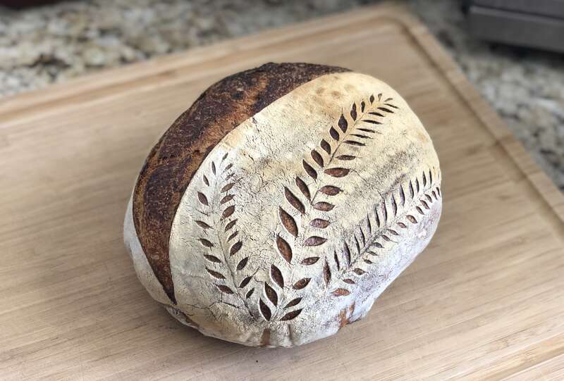 sourdough with leaf design