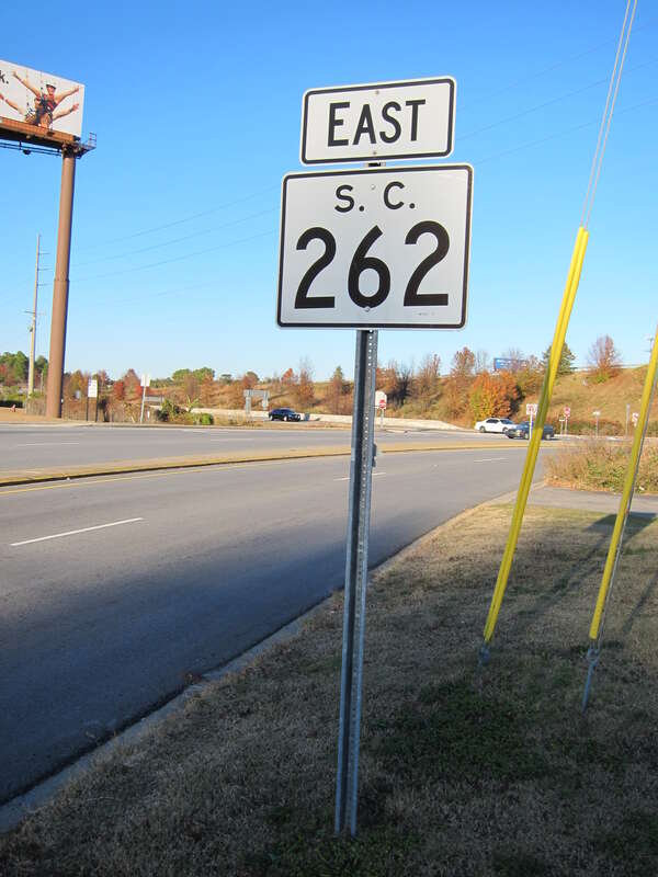 First sign eastbound SC 262 from Garners Ferry Road in Columbia, South Carolina.
