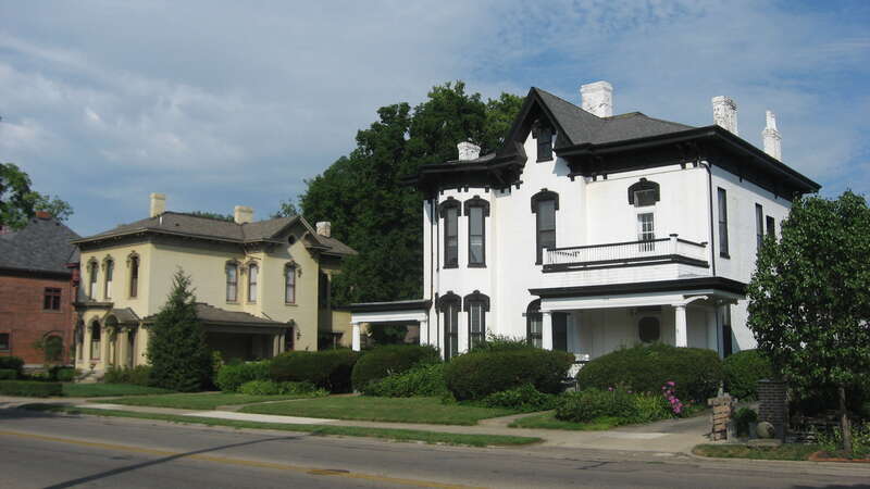 Houses on the eastern side of the 300 block of S. Main Street in Middletown, Ohio, United States.  These houses are part of the South Main Street District, a historic district that is listed on the National Register of Historic Places.